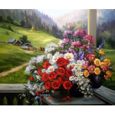 Pictura pe numere - Un buchet pe o terasă ZG 9500