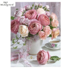 Trandafiri roz - Goblen de diamante FL 34070