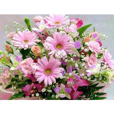 Gerbere roz - Goblen de diamante FL 34085