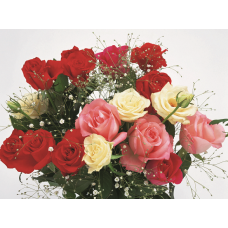 BUCHET DE TRANDAFIRI ALBI ȘI ROȘI -  Goblen de diamante FL 34034