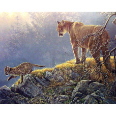 DOUĂ PANTHERS - Goblen de diamante - GI 45216