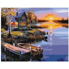 Pictura pe numere - Apus de soare pe râu ZG 0146