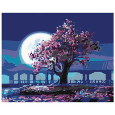 Pictura pe numere - Sakura și luna ZG 0128