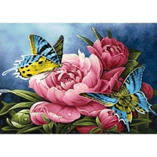 Fluture și flori - Goblen de diamante  FL 304095