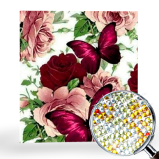 Goblen de diamante cu cristale strălucitoare - Fluturi și flori EZ 304039