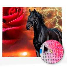 GI 324005 Cal negru - Goblen de diamante
