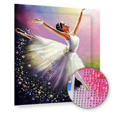 Balerina într-o rochie albă -  Goblen de diamante LD 1101