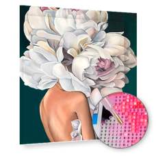 Femeie cu bujori -  Goblen de diamante LD 1115