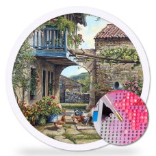 Goblen de diamante în formă rotundă -  Curte rurala DRL 062