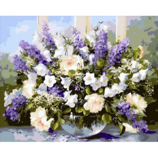 Pictura pe numere  - Buchet pe geam ZE 3197