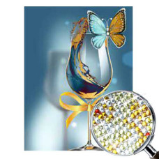 Goblen de diamante cu cristale strălucitoare - Vin și fluture EZ 333008