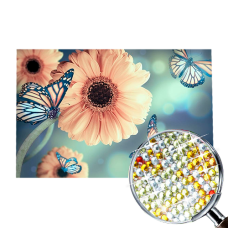Goblen de diamante cu cristale strălucitoare - Flori și fluturi de primăvară EZ 333026