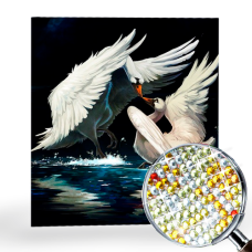 Goblen de diamante cu cristale strălucitoare - Lebede frumoase EZ 333043