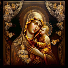 Tablouri cu culori aurii și argintii  - Fecioara Maria cu Pruncul ZP 378