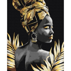 Tablouri cu culori aurii  - African cu frunze aurii ZG 10464