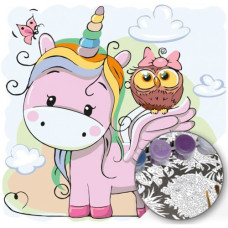  Pictura pe numere - Unicorn roz cu liliac ZP 244