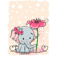 Pictura pe numere - Pui de elefant cu mac ZE 3688