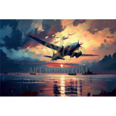 Seara mare si avion - Pictura pe numere ZG 10057