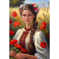  Pictura pe numere - Fata cu maci ZG 10193