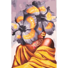  Pictura pe numere - Femeie africană cu flori ZG 10259
