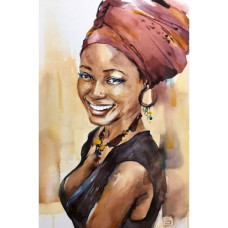  Pictura pe numere - Femeia africană zâmbitoare ZG 10324