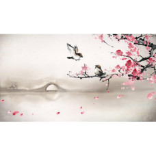 Sakura și păsări - Pictura pe numere ZG 10726