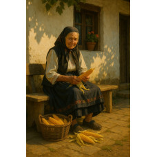 Bătrâna Doamnă și Porumbul - Goblen de diamante  LD 405194