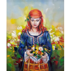 Pictura pe numere - Fată cu flori - ZG 37963